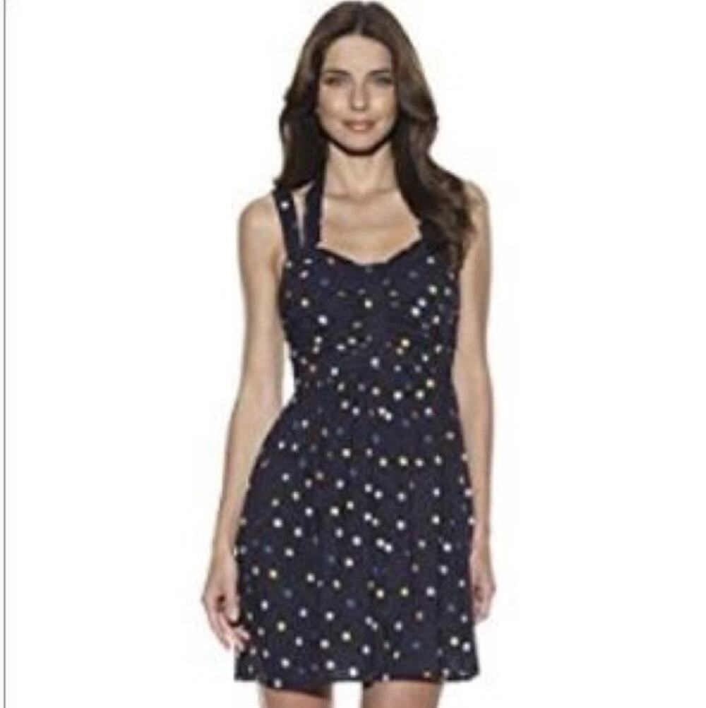 French Connection Navy Blue with Polka Dots Dress Size 6